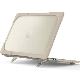 ProCase MacBook Pro 13 ケース 2022 2020、M1 A2338・A2289・A2251用 機甲風 アーマーケース、耐衝撃 ハードシェル 保護カバー 折りたたみ式スタンド、適用機種：MacBook Pro M1 13"/ MacBook Pro 13" Retina with Touch ID -カーキ