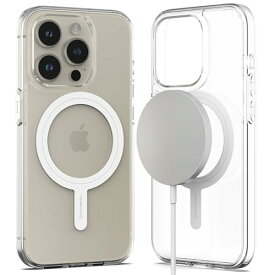 Sinjimoru MagSafe 対応 iPhone 15 Pro クリアケース、強力な磁石内蔵 丈夫なPC+TPU素材で 耐久性と耐衝撃性が優秀な薄型 iPhone透明ケース、 ワイヤレス充電・マグセーフアクセサリー互換可能マグネットケース。M-Airclo iPhone 15 Pro