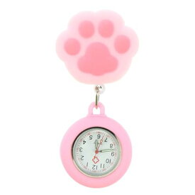 YFFSFDC ナースウォッチ 可愛い懐中時計 ポケットウォッチクリップ式 見やすいシンプルで防水 伸び縮み可能 看護師医療所 スタッフ用 男女兼用 (ピンク猫の爪柄)