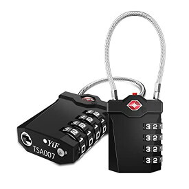 ZHEGE TSAロック 南京錠 ワイヤーロック 旅行 4桁 ダイヤル式 暗証番号 白い数字 オープン警告インジケータ付き- 荷物、スーツケース、バックパック用