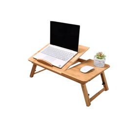 FUGEST ノートパソコンデスク 調整可能ベッドテーブル ちゃぶ台 引き出し付き 高さ調整可能 姿勢改善 折りたたみ式 竹製 多機能