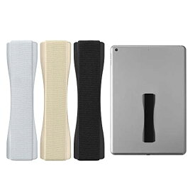 kwmobile 3x フィンガーホルダー 対応: ipad Samsung Huawei など - 片手 ゴムバンド Tablet PC - 操作 バンド グリップ 黒色/ゴールド/シルバー