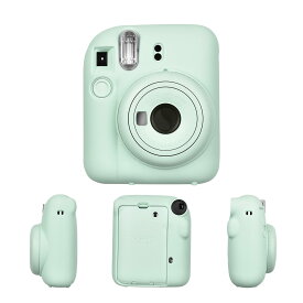 HIYQIN 富士フイルムチェキmini 12ケース,instax mini 12ケース シリコン製 旅行 耐衝撃 チェキ12ケース シリコンジャケット 保護カバー（グリーン）