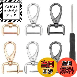 【送料無料】PH PandaHall ナスカン Dカン付き 360度回転 合金製 6個セット キーホルダー金具 高質 光沢感 ドライバー 付き アクセサリーパーツ 修理 交換 クラフトパーツ ゴールド/シルバー/ブラ