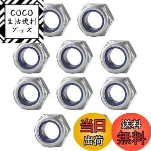 【送料無料】XSAJU 六角ロックナット M6 M5 M3 10個入り 304ステンレス ナイロンインサート ゆるみ止め (M5)