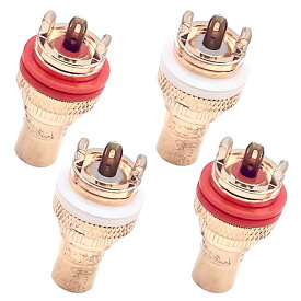 【送料無料】TIGRE BLANC RCA ジャック 端子 メス オーディオ スピーカー アンプ ターミナル コネクタ ノイズ 防止 純銅 4個 セット 色：銅メッキ