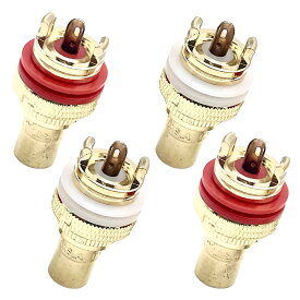 【送料無料】TIGRE BLANC RCA ジャック 端子 メス オーディオ スピーカー アンプ ターミナル コネクタ ノイズ 防止 純銅 4個 セット 色：金メッキ