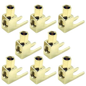 【送料無料】TIGRE BLANC Yラグ端子 L型 ソルダーレス バナナプラグ スペードプラグ 変換 金メッキ ケーブル 差込 スピーカー コネクタ 色：ゴールド