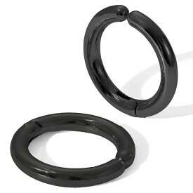 【送料無料】[swars] イヤリング メンズ フェイクピアス ノンホールピアス イヤーカフ 両耳用 ステンレス 色：ブラック、サイズ：10mm