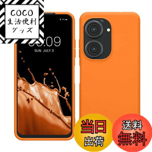 �y���������zkwmobile �X�}�z�P�[�X ASUS Zenfone 10 / Zenfone 9�Ή� �P�[�X - �ϏՌ� ����~�� �\�t�g TPU �V���R�� - �ԐF �F�F�t���[�e�B�[ �I�����W