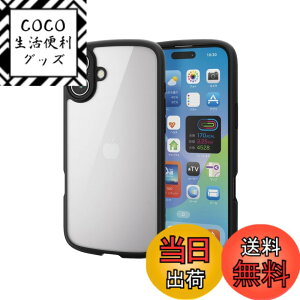 �y���������z�G���R�� iPhone 16 Plus �P�[�X �N���A �ϏՌ� �Ռ��z�� �Ɍ��݌v �n�C�u���b�h ���^ �y�� �X�g���b�v�z�[���t�� �S���G�A�[�N�b�V���� �X�g���b�v�z���_�[�V�[�g�t TOUGH SLIM LITE �F
