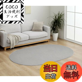 【送料無料】イケヒコ ラグ カーペット マット カバー 無地 シンプル フランネル 抗菌防臭効果 色：パールグレー、サイズ：140 x 200 cm (楕円形)