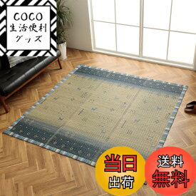 【送料無料】イケヒコ い草 ラグ カーペット 湿度調整作用 抗菌防臭効果 クッション性 自然素材 お手入れ簡単 色：ブルー(NSリンク)、サイズ：180 x 180 cm (正方形)