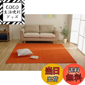 【送料無料】イケヒコ ラグ カーペット 洗える 撥水 モデルノ 色：オレンジ、サイズ：200 x 300 cm (長方形)