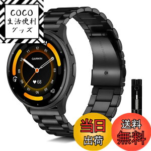 �y���������z[KeeFos] 22mm �o���h Garmin Venu 4 45mm/Venu 3 45mm/2/Forerunner 570 47mm/265/255/Vivoactive 4/Active�Ή� �����x���g���� �X�e�����X �����ȒP �����������t�� �����o���h �F�F�u���b�N�A�T�C�Y�F22