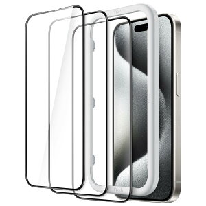 yzJETech iPhone 15 Pro(6.1C`p) SʕیtB KXtB  KChgt P[XɊȂ HDNA 3Zbg