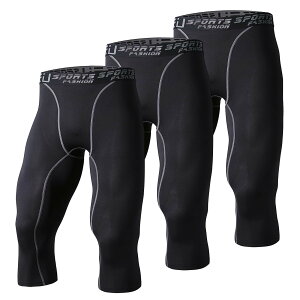 �y���������z[Sillictor] �X�|�[�c �X�p�b�c �����Y �p���[�X�g���b�` 7���� �A���_�[�E�F�A �R���v���b�V���� �^�C�c [UV�J�b�g + �z������] �u���b�N 3327blk*3-XXL