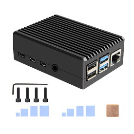 【送料無料】Geekworm Raspberry Pi 4 ケース 受動冷却金属ケース＆アルミ合金ケース、ラズベイリーパイ4のみ適用（P173黒色）