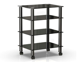 �y���������zFITUEYES �I�[�f�B�I���b�N �L���X�^�[�t�� ���f�B�A �X�^���h �R���|�[�l���g 4�i �����K���X ��600mm �u���b�N AS406005GB