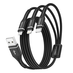yz3in1 [dP[u USBP[u 3 in 1 [dR[h 1.2m (CgjO/USB-C/Micro USB[q) iPhone Android ^CvC P[u eΉ