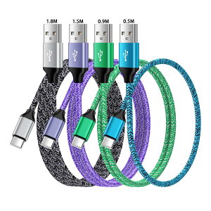 yzANNIBER USB ^CvCP[u 0.5m/0.9m/1.5m/1.8m 4{/4F AhCh Type-C gя[dP[u X}z}[dP[u Quick Charge3.0Ή iPhone 16/15/Xperia/Galaxy/LG/iPad Pro/MacBook/̑ Android 