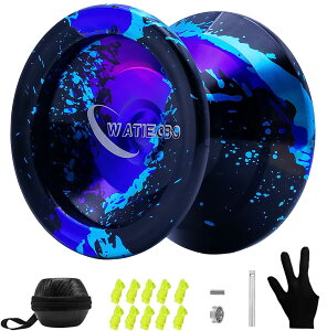 �y���������zYoyo Professional,Metal Responsive Yo yo for Kids Beginners, Unresponsive Yo yo for Adults Intermediate-Advanced Players with U Type KK Bearing + Glove and 10 Replacement Yoyos Strings(Blue)