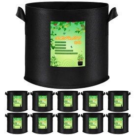【送料無料】GMAULEE 不織布プランター 栽培袋 布鉢 3ガロン10個セット フェルト 植え袋 植物育成 厚手 通気性 持ち手付き 花栽培 野菜栽培 園芸果物栽培
