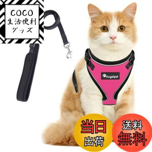 【送料無料】猫 猫用 ハーネス 胴輪 猫具 ねこ ネコ 子猫 子犬 小型犬 散歩 お出かけ 抜けない ベスト ソフト胸あて 軽量 頭を通さずマジックテープで装着 サイズ調節可 夜反射 通気メッシュ