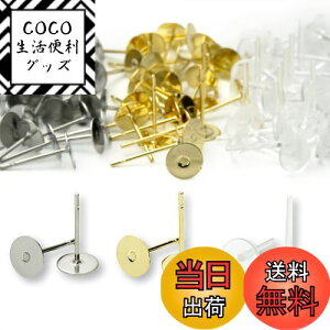 【送料無料】サージカルステンレス316 樹脂 6mm 丸皿 ピアス パーツ シリコンキャッチ 付き アレルギー対応 ゴールド シルバー クリア 3種100個 セット