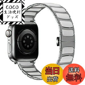 �y���������zMaKTech �Z���~�b�N�o���h�A���^�X�e�����X�ۛƃZ���~�b�N�x���g�AApple Watch 11/10/9/8/7,SE 3/2/1 [2025]�ɑΉ� (42mm/41mm/40mm,�V���o�[/�z���C�g)