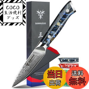 �y���������zSANMUZUO 3.5 Inch Paring Knife - Kitchen Fruit Vegetable Knife Damascus Steel & Resin Handle - XUAN Series (Starry Black)