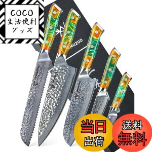 �y���������zSANMUZUO Kitchen Cooking Knife Set - 5 Pieces Chef Knives- Forged Damascus Steel & Resin Handle - Yao Series