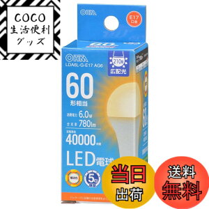 �y���������z�I�[���d�@ LED�d�����` E17 60�`���� �d���F �L�z�� �����Ή� �f�M�ގ{�H���Ή� 5�N LDA6L-G-E17 AG6 06-5545 OHM