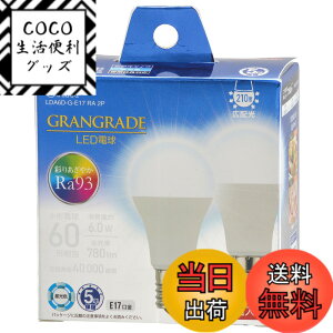 �y���������z�I�[���d�@ LED�d�����` E17 60�`����/60W���� �����F Ra93�����F �����Ή� �f�M�ގ{�H���Ή� �~�j�N���v�g���` 5�N 2�� LDA6D-G-E17 RA 2P 06-5568 OHM