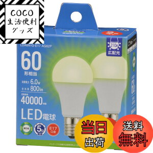 �y���������z�I�[���d�@ LED�d�����` E17 60�`����/60W���� �����F �����Ή� �f�M�ގ{�H���Ή� �~�j�N���v�g���` 5�N 2�� LDA6N-G-E17 AG62P 06-5549 OHM