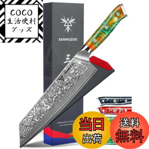 �y���������zSANMUZUO 8.5 inch Kiritsuke Kitchen Chef Knife - 67 Layers Damascus Steel & Resin Handle - Xuan Series(Fantasy Orange)