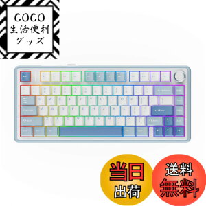 �y���������zEPOMAKER x Aula F75 �Q�[�~���O�L�[�{�[�h �K�X�P�b�g ���J�j�J���L�[�{�[�h 5�w�p�b�h���m�u�t�� 75% ���C�����X �z�b�g�X���b�p�u�� Bluetooth/2.4GHz/USB-C RGB �Z�K�F�؎擾 (Sea Salt Blue, L