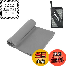 【送料無料】EnerChill 速乾タオル ビーチ スポーツタオル マイクロファイバー スイミング プールタオル コンパクト 軽量 汗拭き アウトドア ジム 登山 旅行 運動 髪 バスタオル (ライトグレー, Sサイズ(40x80cm))