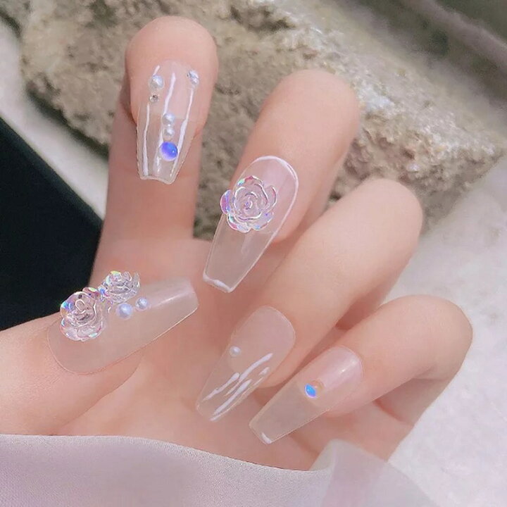 楽天市場】ネイルパーツ 3D 薔薇【10個入】ローズフラワー ホワイト  