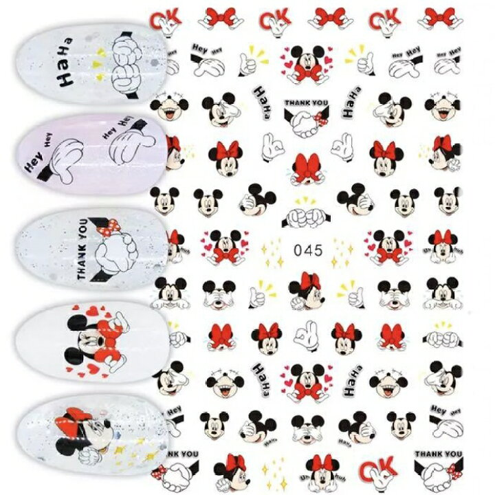楽天市場 ネイルシール 1枚 045 Mouse ねずみ ハンド 握手 ミッキー ミニーマウス リボン 目隠し ネイルステッカー シール Nailsticker キャラクターネイル トレンドネイル 可愛い 韓国ネイル Saboe Saboe