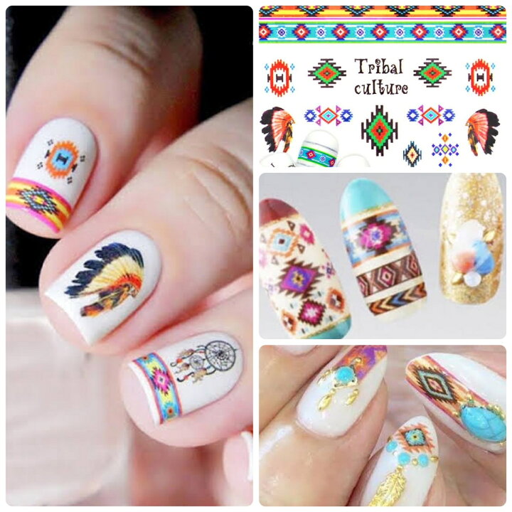 楽天市場】ネイルシール【1枚】インディアン エスニック ネイティブ柄  