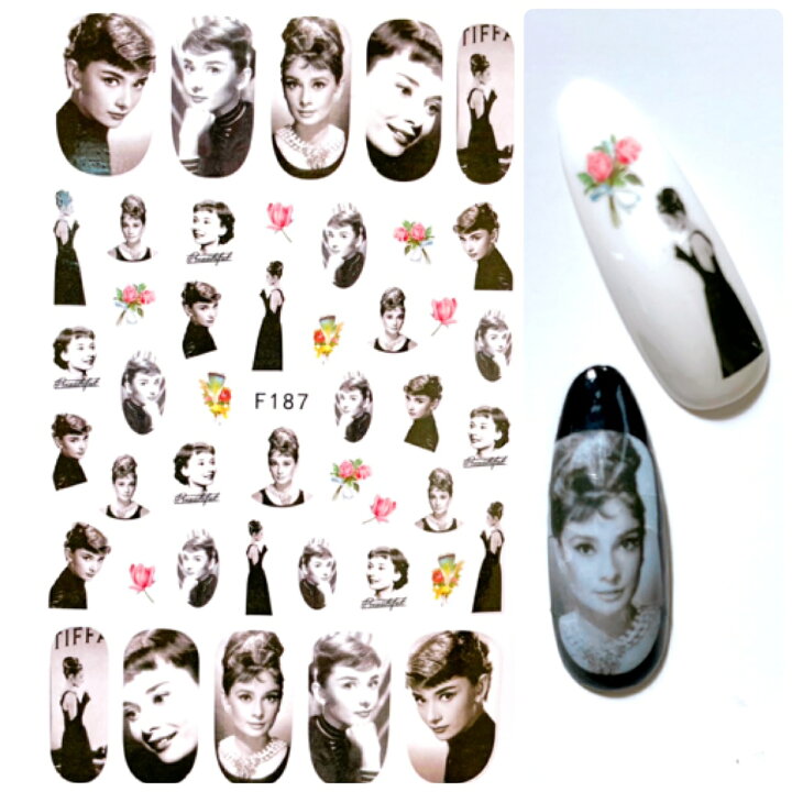 楽天市場 ネイルシール 1枚 オードリー ヘップバーン Nailsticker ネイルステッカー お洒落 人物写真 人気ネイルシール 夏ネイル 韓国ネイル ネイルパーツ Saboe Saboe