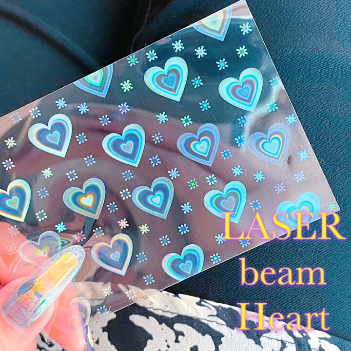 楽天市場 ネイルパーツ 1枚 ハート ビーム レーザー レインボー ネイルシール ネイルシート Heart Laser Beam Nailsticker ネイルステッカー お洒落 最新 韓国ネイル うるうるネイル Saboe Saboe