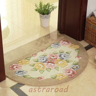 玄関マット 半円 半円形マット 北欧 屋外 屋内 室内 花模様 薔薇 洗える 50×80cm 泥除け 汚れ防止 滑り…