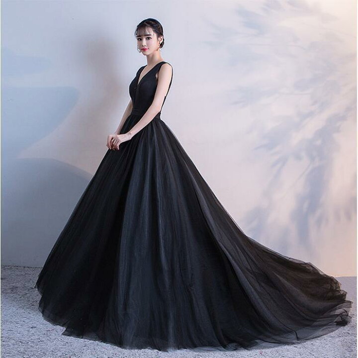 楽天市場】カラードレス ロングドレス ブラック ノースリーブ 袖なし  