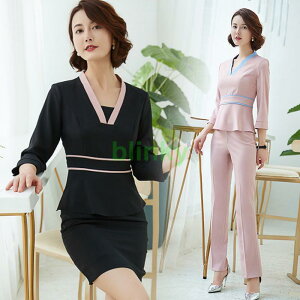 エステティック エステユニフォーム サロンウェア レディース 七分袖 ユニフォーム パンツ スカート 上下セット 理容室 制服 美容室 ネイルサロン