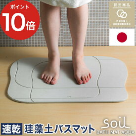バスマット アクア 珪藻土 【ポイント10倍 送料無料】日本製 soil 足拭き [ アスベスト未使用 ] ソイル イスルギ 珪藻土バスマット おしゃれ 人気 かわいい 北欧 滑りにくい 人気 湿気 快適 国産 速乾 吸収 ノンアスベスト ギフト プレゼント [ soil BATH MAT aqua ]