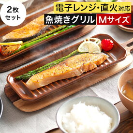 2枚セット グリルパン イブキクラフト グリルプレート M 陶器 お皿 ブラウン ブラック 食器 日本製 国産 耐熱皿 波型プレート オーブン調理 ヘルシー 魚焼きグリル 薄型 スリム コンパクト 和 洋 シンプル おしゃれ かわいい 一人暮らし