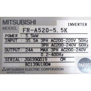 �V�i�����������K�i�������ō���MITSUBISHI�O�H�d�@ FR-A520-5.5K ��6�����ۏ�