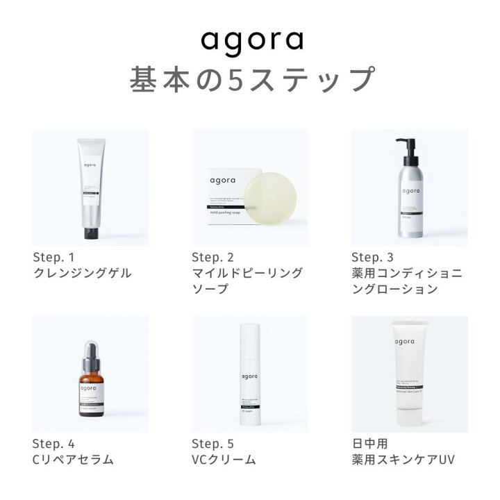 楽天市場】agora 5点セット 石鹸 クレンジングジェル 化粧水 美容液 